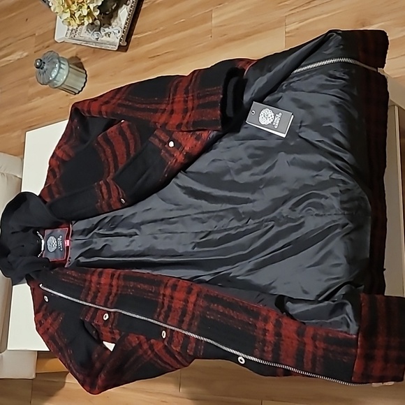 New Vince Camuto red and black plaid wool coat - Picture 11 of 16